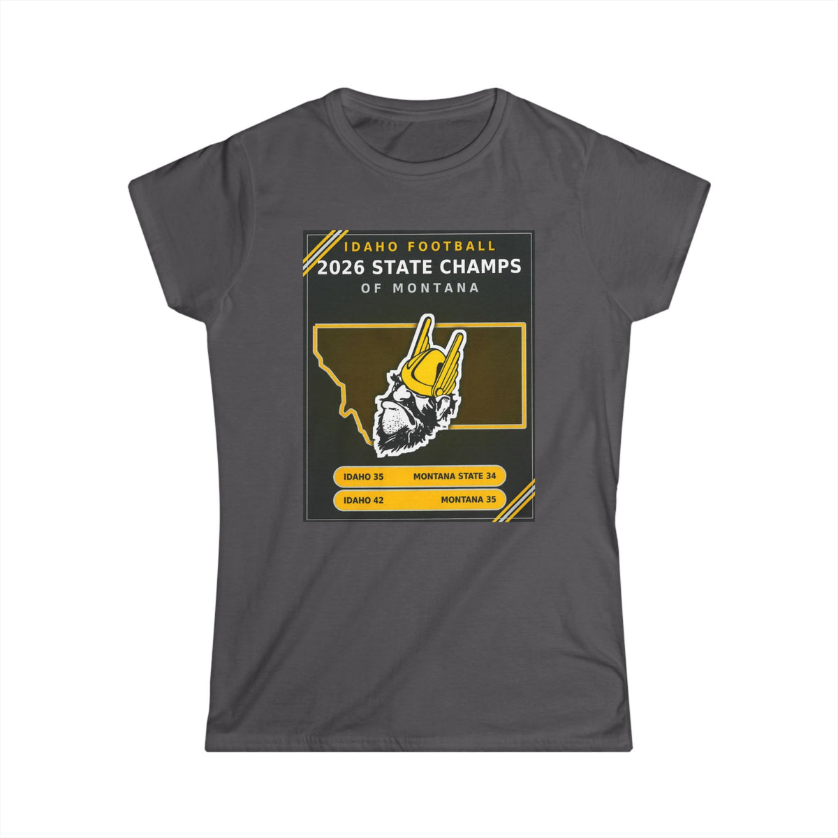 Idaho Football 2026 State Champs of Montana Women's Softstyle T-Shirt | Idaho Vandals Victory Tee