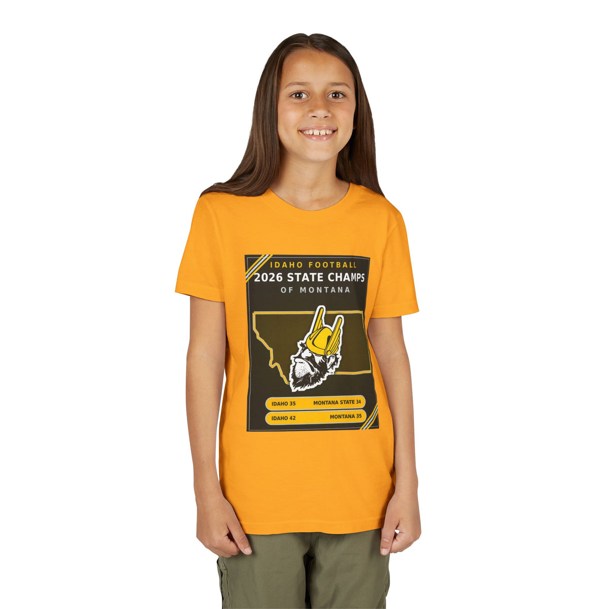 Idaho Football 2026 State Champs of Montana Youth T-Shirt | Idaho Vandals Victory Tee for Kids