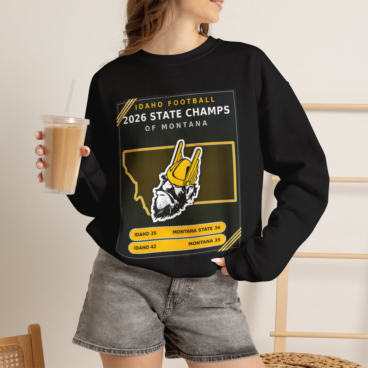 Idaho Football 2026 State Champs of Montana Sweatshirt | Idaho Vandals Victory Crewneck