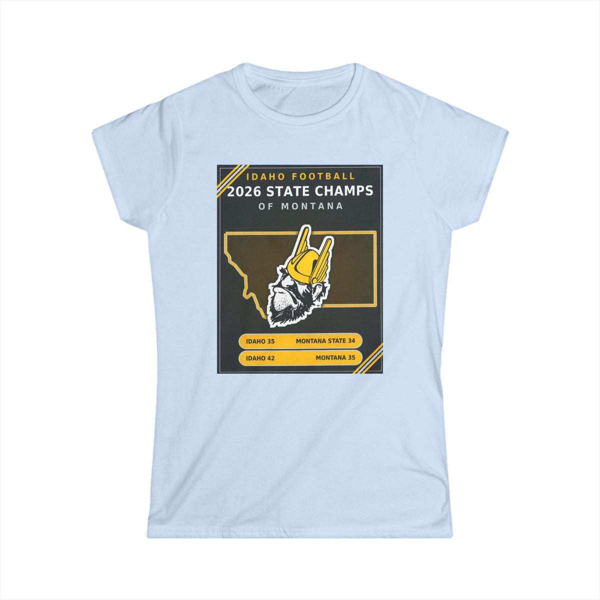 Idaho Football 2026 State Champs of Montana Women's Softstyle T-Shirt | Idaho Vandals Victory Tee