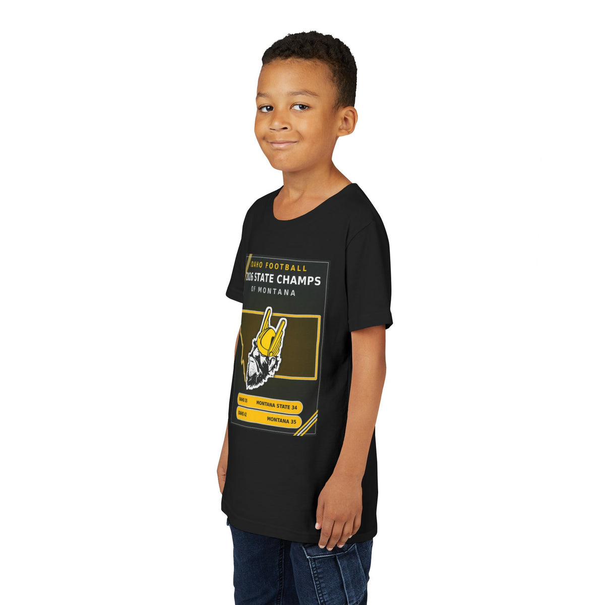 Idaho Football 2026 State Champs of Montana Youth T-Shirt | Idaho Vandals Victory Tee for Kids