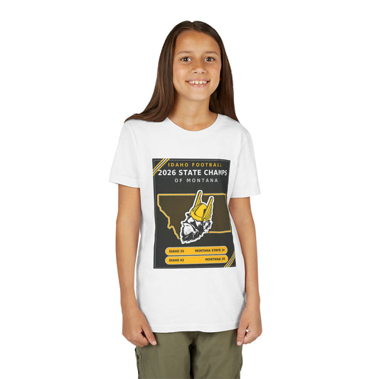 Idaho Football 2026 State Champs of Montana Youth T-Shirt | Idaho Vandals Victory Tee for Kids