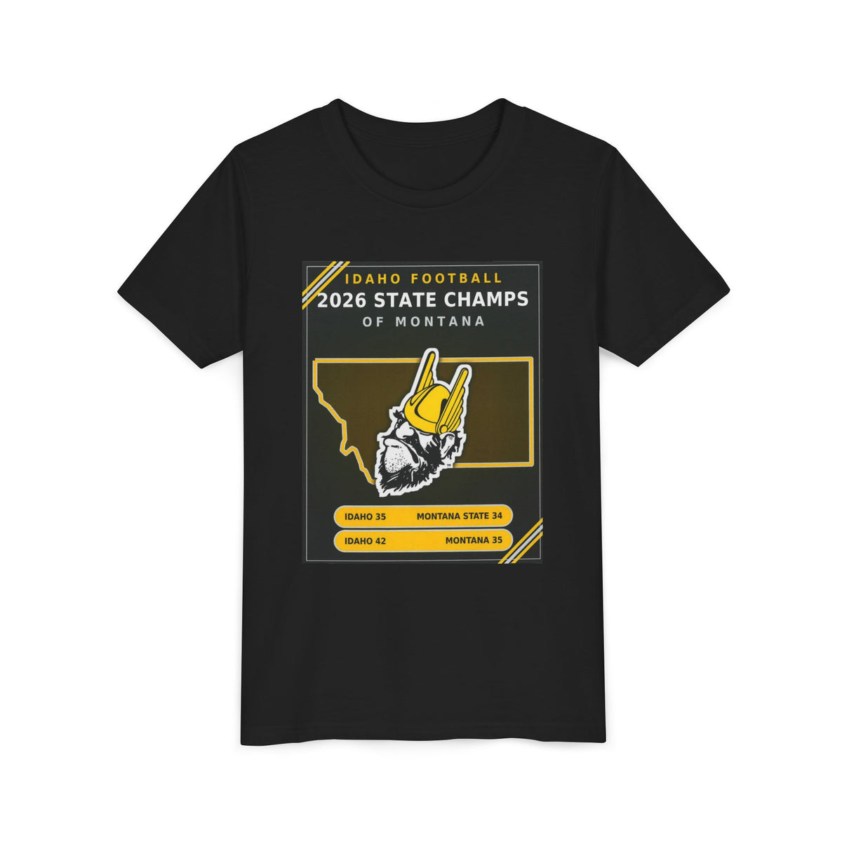 Idaho Football 2026 State Champs of Montana Youth T-Shirt | Idaho Vandals Victory Tee for Kids