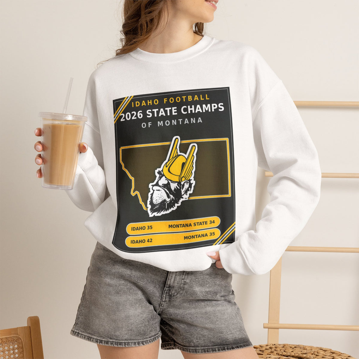 Idaho Football 2026 State Champs of Montana Sweatshirt | Idaho Vandals Victory Crewneck