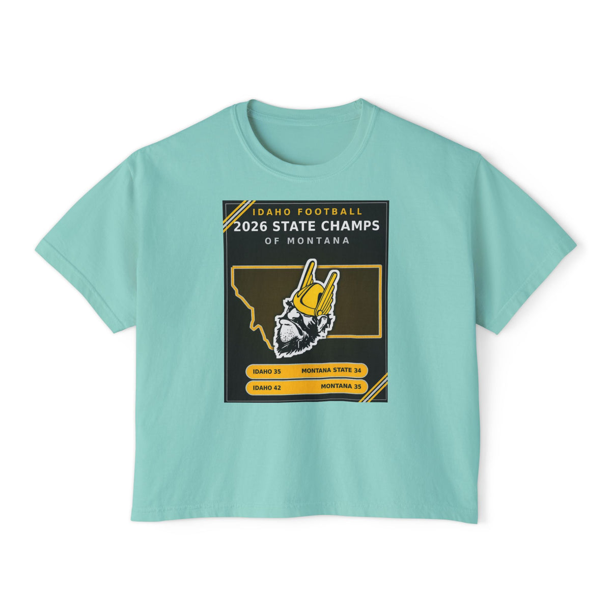 Idaho Football 2026 State Champs of Montana Women's Boxy Tee | Idaho Vandals Victory Shirt