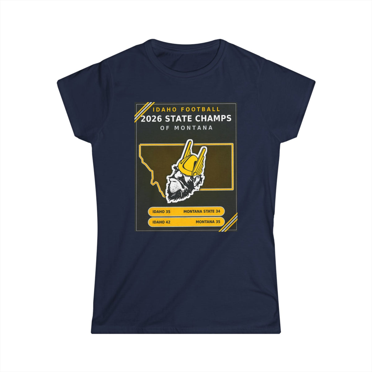 Idaho Football 2026 State Champs of Montana Women's Softstyle T-Shirt | Idaho Vandals Victory Tee