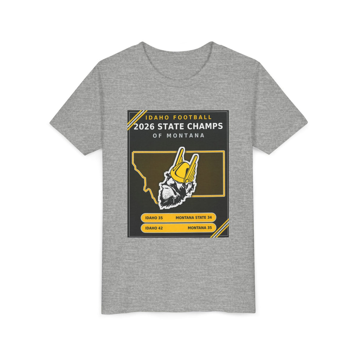 Idaho Football 2026 State Champs of Montana Youth T-Shirt | Idaho Vandals Victory Tee for Kids