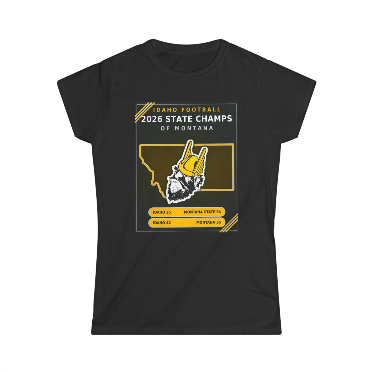 Idaho Football 2026 State Champs of Montana Women's Softstyle T-Shirt | Idaho Vandals Victory Tee
