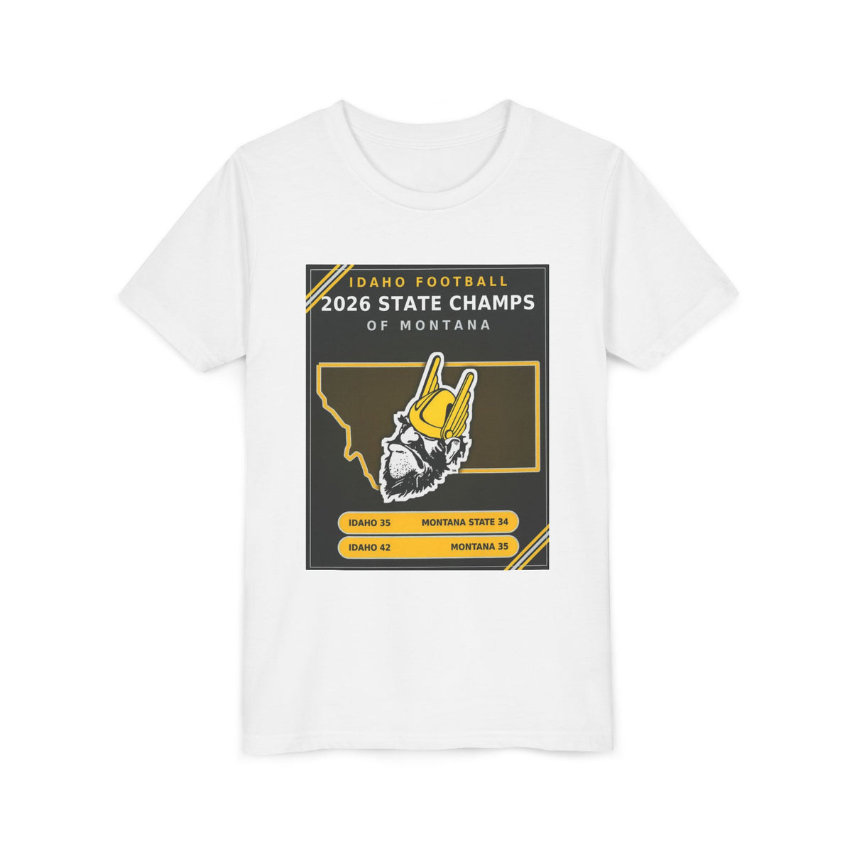 Idaho Football 2026 State Champs of Montana Youth T-Shirt | Idaho Vandals Victory Tee for Kids