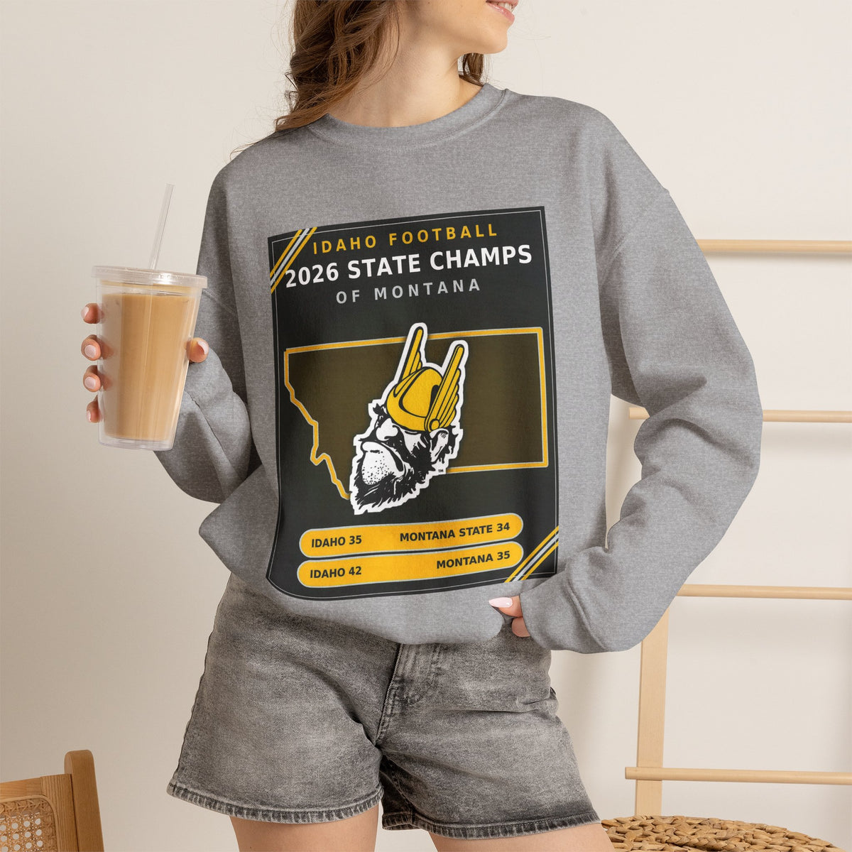 Idaho Football 2026 State Champs of Montana Sweatshirt | Idaho Vandals Victory Crewneck